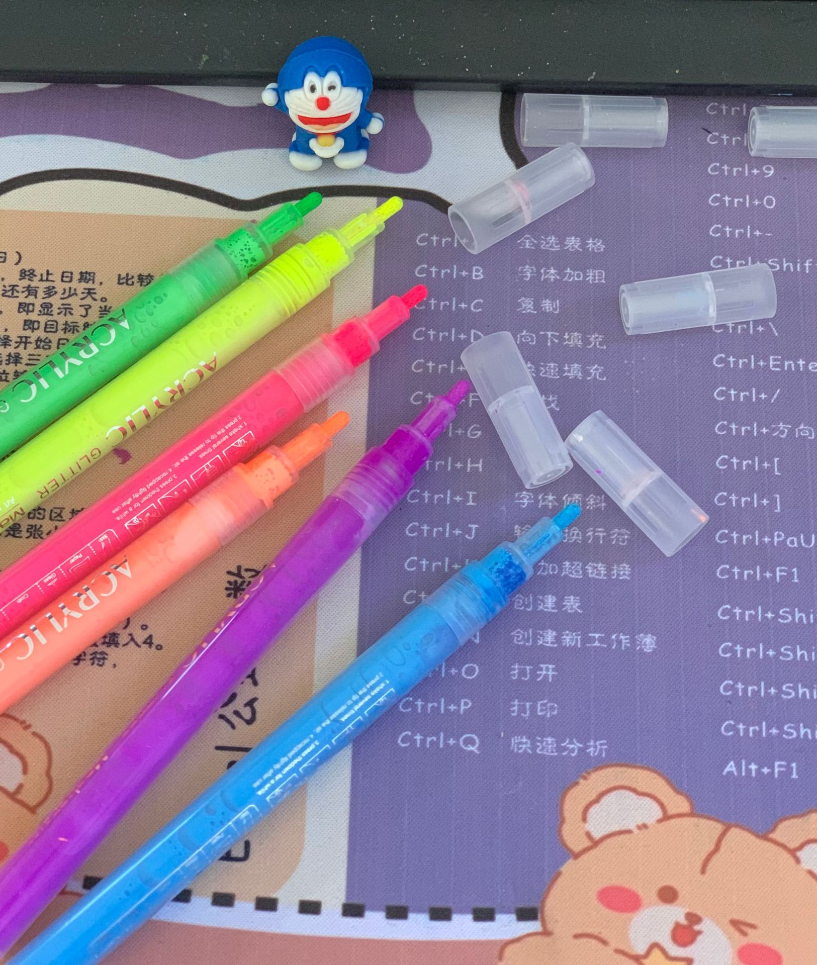 형광 아크릴 펜 6개 세트 2.0mm