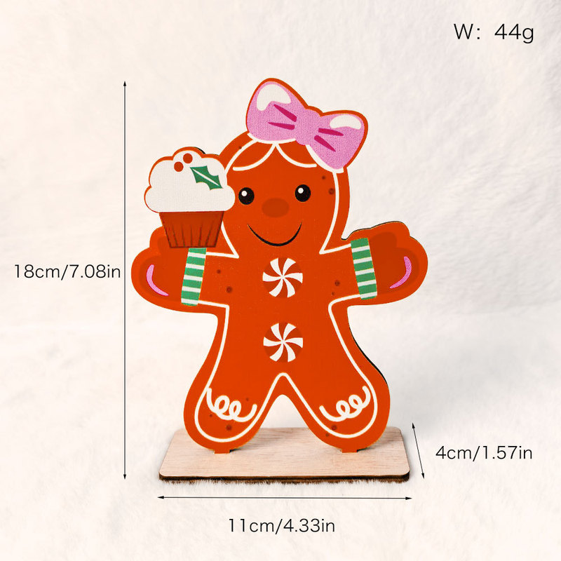 国境を越えた新しい木製クリスマスツリーデスクトップオーナメント雪だるま老人オーナメントクリスマスオーナメントジンジャーブレッドマンオーナメント|undefined