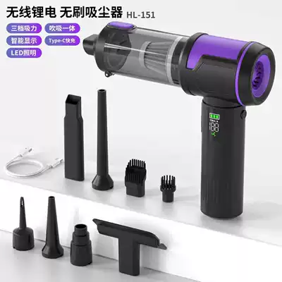 Car Vacuum Cleaner, Small, Portable, Brushless, Tozsoranlar - black-purple-fast-charging-digital-screen