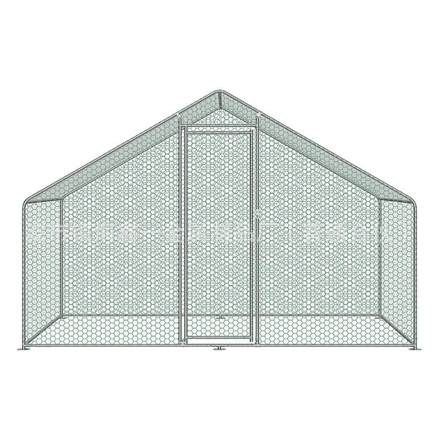 Jaula para gallinas, gallinero, gran cobertizo de cría al aire libre, jaula para gallinas de tubo galvanizado con tapa puntiaguda extraíble, jaula para conejos con malla