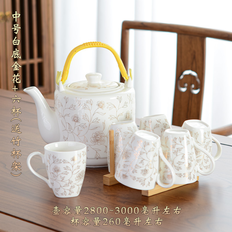 陶瓷水壶冷水壶茶壶凉水壶家用夏大凉开水壶容量玻璃装水耐高温无|undefined