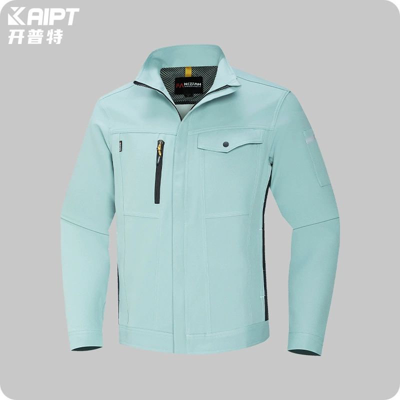 Трансграничный сплошной цвет весенний и осенний осколки мужской печати LOGO мастерская по ремонту рабочих рабочая одежда износостойкая рабочая куртка для защиты труда на заказ