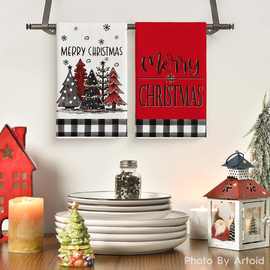 跨境圣诞节洗碗巾厨房洗碗布240g来图定60*40cm