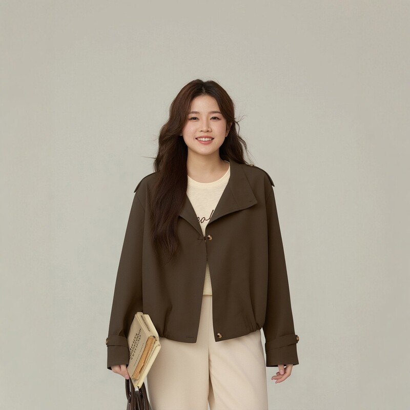 Plus-Size Women's Jacket 100kg for Chubby Women, Spring and Autumn Loose Casual Short Jacket with Lining 3575