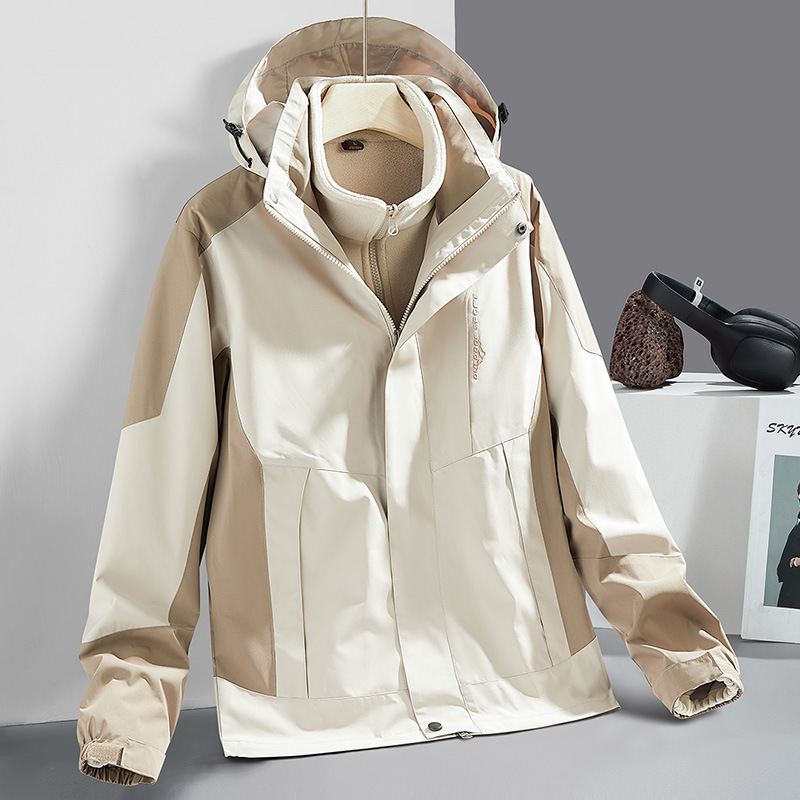 2024 Winter Waterproof Outdoor Windproof and Waterproof Mountaineering Clothing Detachable Three-In-One Jacket Jacket Wholesale
