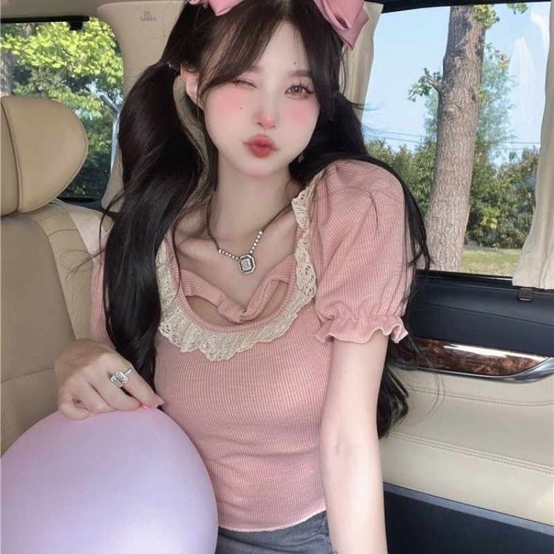 Summer Japanese cute lace short sleeve T-shirt for students