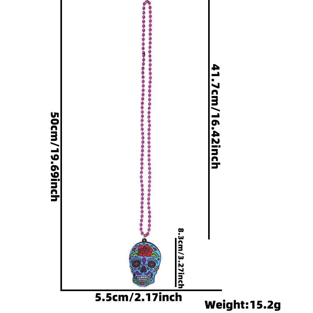 Collar del Día Nacional de México Decoración de la fiesta del 5 de mayo Cadena de cuentas redondas Día de los muertos Esqueleto Joyas de cadena de cuentas