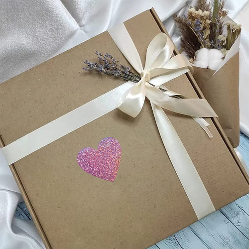 500/roll 1/1.5 inch pink heart laser Valentine's Day sealing sticker envelope decoration non-woven adhesive label 