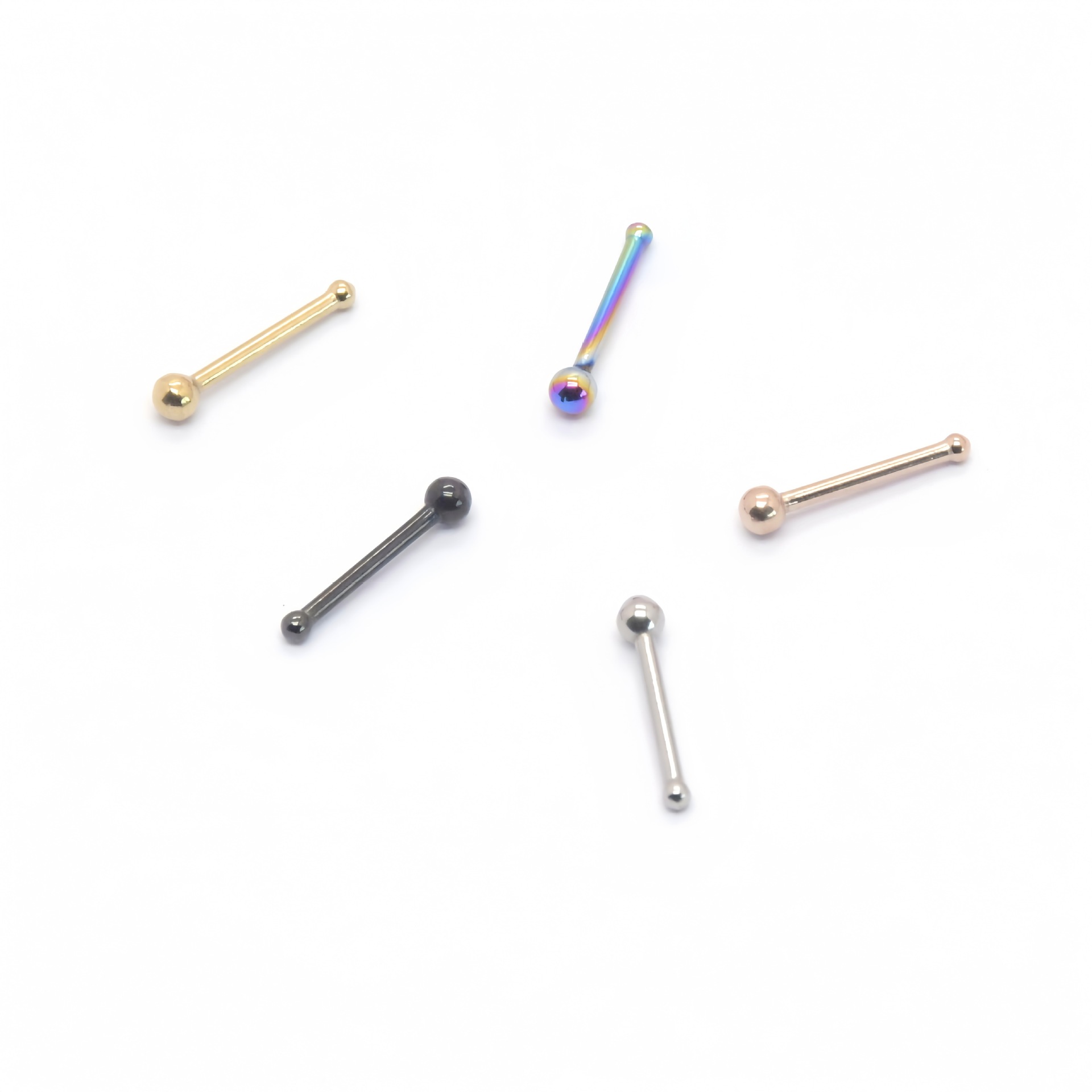 Stainless Steel Nose Stud With Small Round Ball Piercing Jewelry_voghion.com