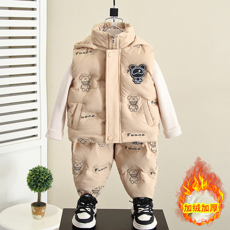 6992 chaleco de algodón para niños chaleco de dos piezas para niños 2025 otoño e invierno nuevo traje de invierno para niños