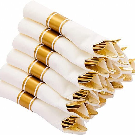 Cross-Border Amazon Best-Selling Western Food Set Plastic Transparent Gold and Silver Powder Knife, Fork, Spoon, Paper Towel Disposable Tableware Set Cross-Border Amazon Best-Selling Western Food Set Plastic Transparent Gold and Silver Powder Knife, Fork, Spoon, Paper Towel Disposable Tableware Set