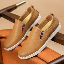 9933春秋季男鞋休闲鞋大码跨境低帮套脚皮鞋牛皮平底板鞋一件代发