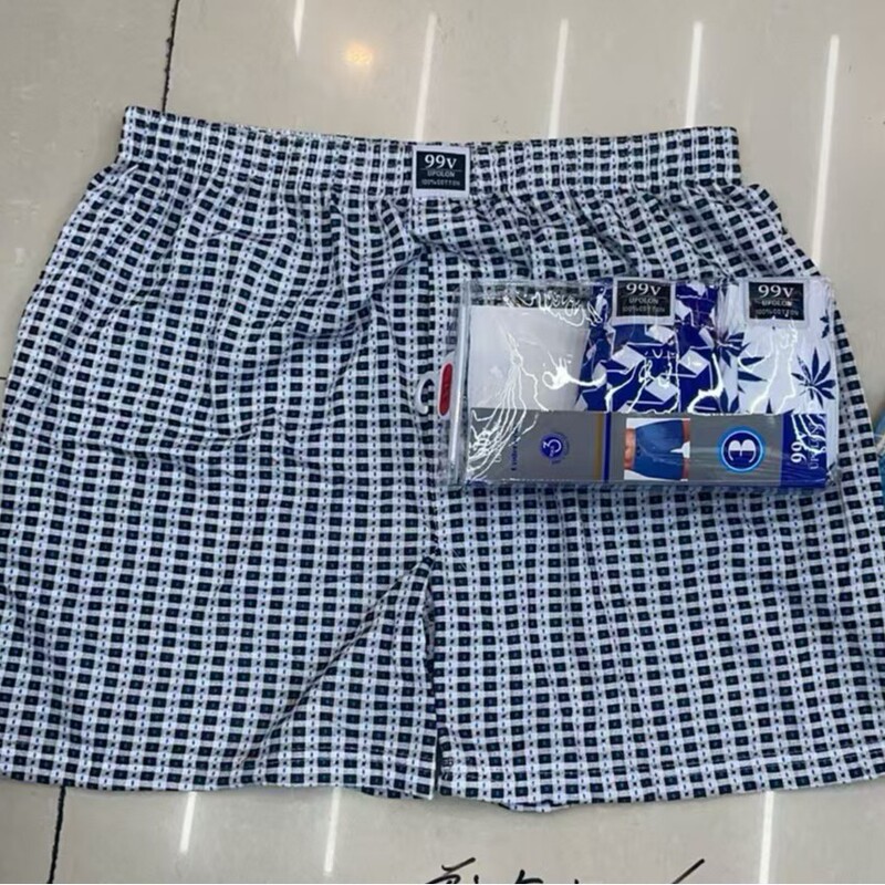 2025 Summer Upolon New Men's Knitted Cotton Shorts Casual Large Size Boxer Briefs Printed Arrow Pants