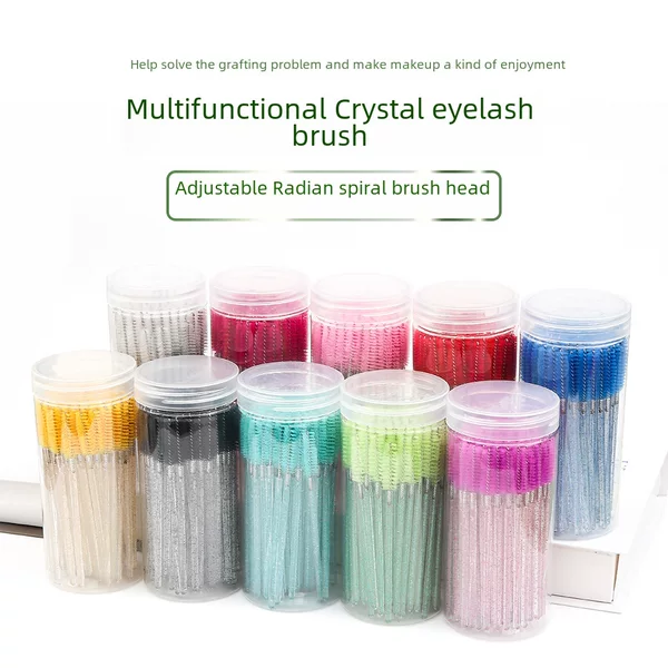 Bottled Multi-Color Eyelash Brush, Colorful Spiral Eyebrow Brush, Beauty Eyelash Makeup Tool, Crystal Handle, Bottled Eyelash Comb