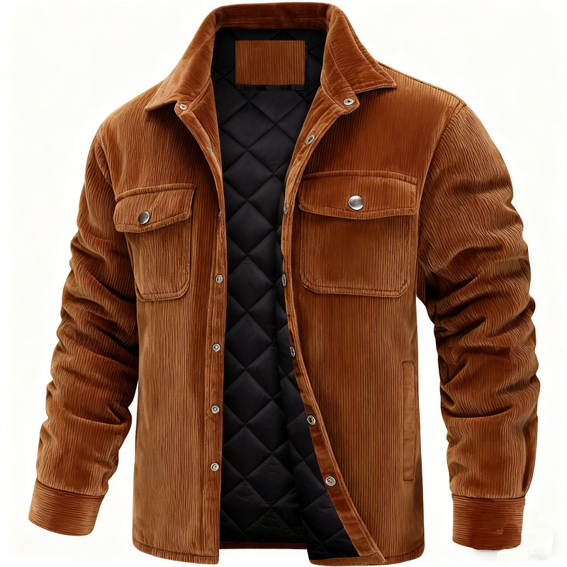 European and American Cross-Border Men's Cotton Coat Amazon Long-Sleeved Lapel Corduroy Single-Breasted Warm Cotton Casual Men's Jacket European and American Cross-Border Men's Cotton Coat Amazon Long-Sleeved Lapel Corduroy Single-Breasted Warm Cotton Casual Men's Jacket