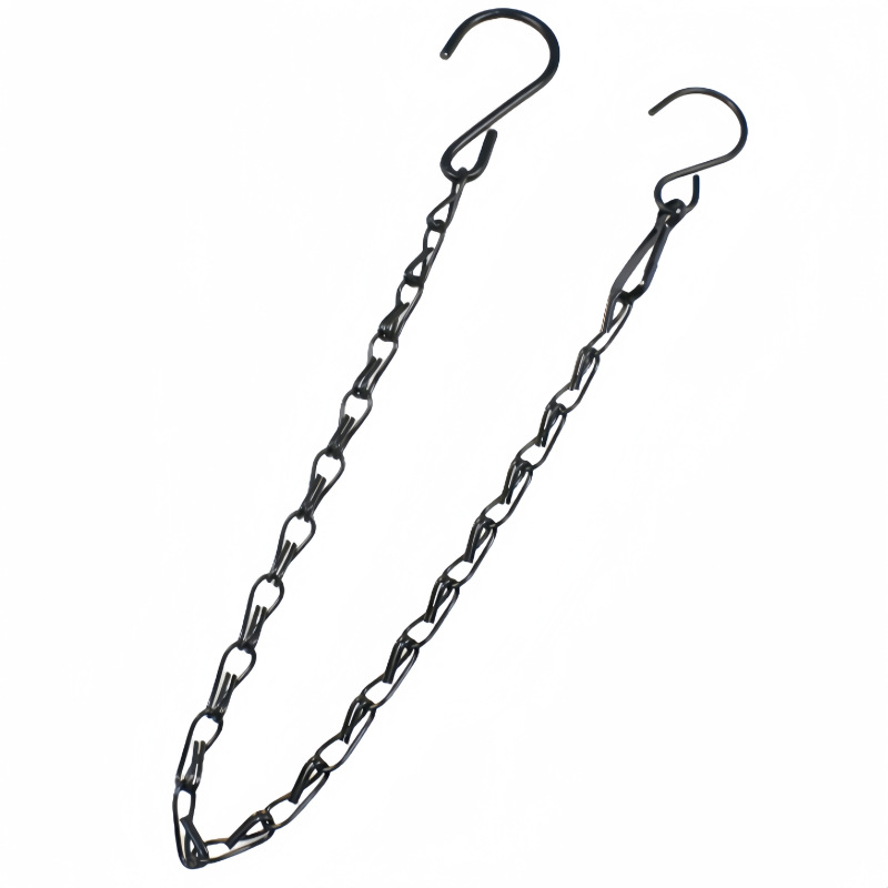 Cadena de doble gancho negra para colgar, cadena para jaulas de pájaros, cadena para colgar letreros, cadena de hierro con doble figura de ocho, cadena para macetas, cadena para iluminación