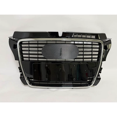 Suitable for Audi A3 Front Grille 09 10 11 12 13 Models A3 Original Style Front Bumper Grille Radiator Cover Grille A3 (Zhongwang) - 09-13-a3-black-center-grille-license-plate-without-radar-hole