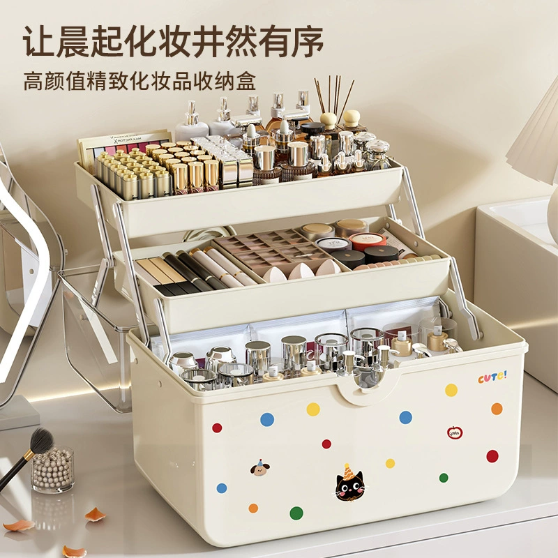 Capacious table handheld storage box, transparent cosmetic universal hair accessory