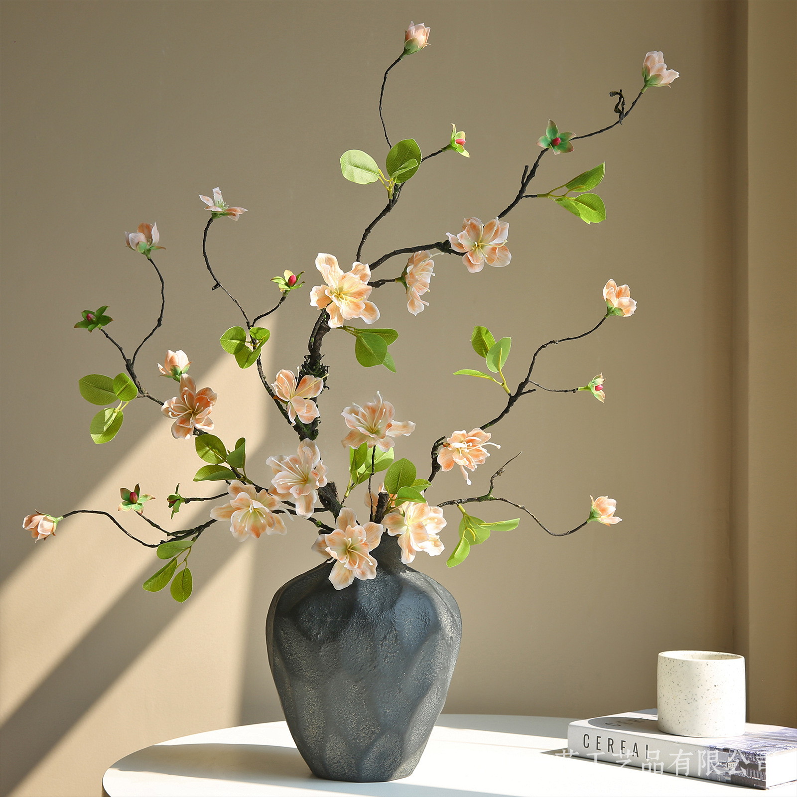 Simulated Flowers, Dead Branches, Golden Silk Orchids, New Chinese Zen Entrance Decoration, Wabi-Sabi Style Fake Flowers and Floral Arrangements