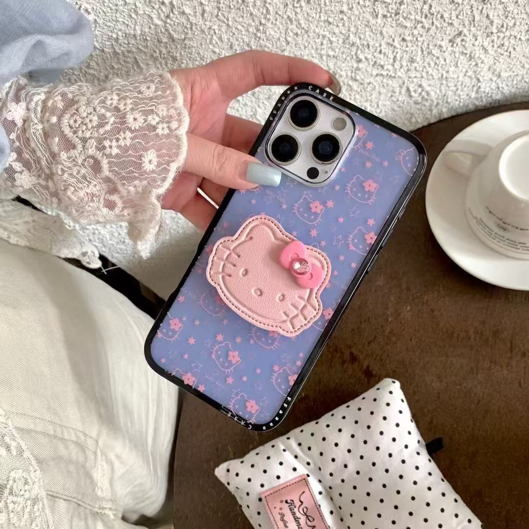 Estrella coreana flor gato para Apple 16ProMax funda para teléfono móvil 15Pro chica 14/13 soporte 15PM