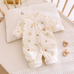 無骨春秋嬰兒連體薄棉襖40g新生兒棉服0-12個月寶寶哈衣爬服冬