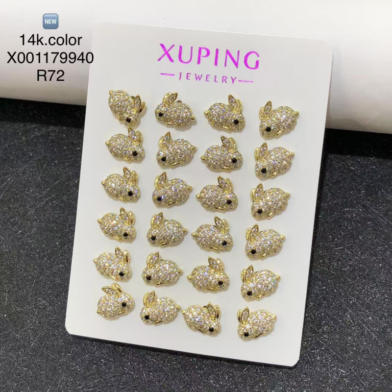 14K color Xuping joyería geometría estrella de amor auriculares de zircón ligero de lujo nicho sensación de mujer