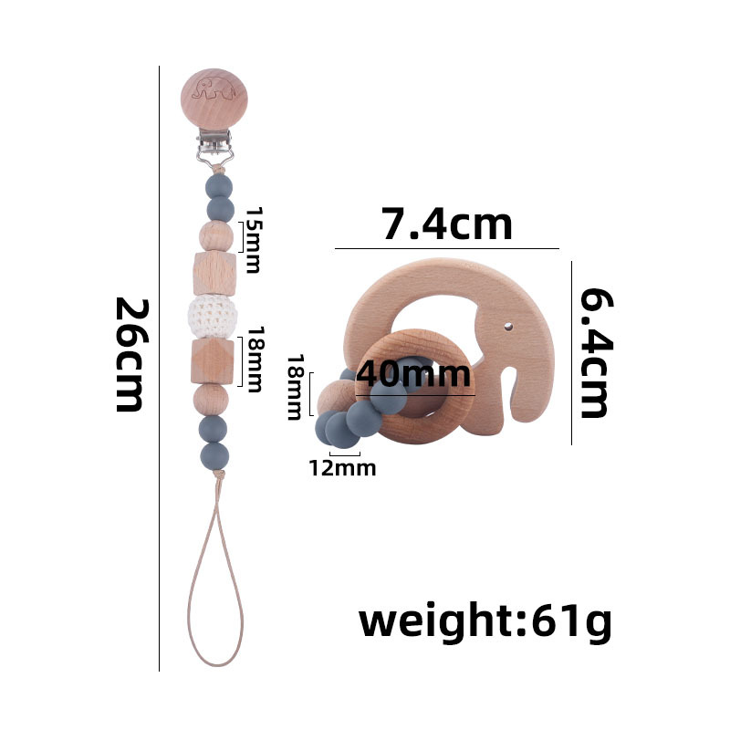 Amazon nuevo bebé suministros haya elefante chupete clip pezón cadena teether traje bebé teether stick teether