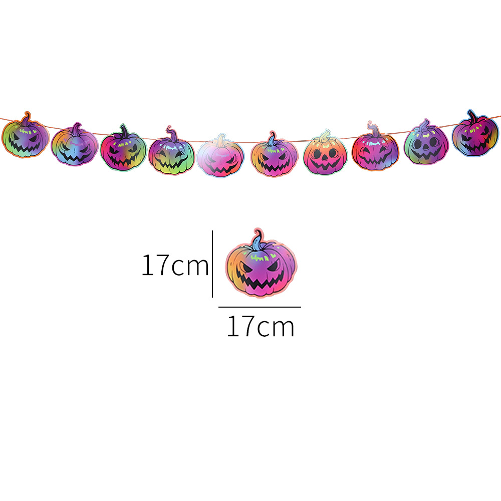 Colgante de bandera de halloween suministros de fiesta decoración de la escena esqueleto fantasma banderín calabaza papel guirnallado