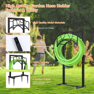 Cross-Border Garden Hose Holder, Detachable Metal Water Pipe Rack, Vertical Storage, Durable and Easy to Store