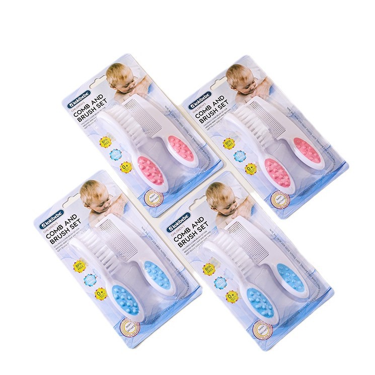 Envase inglés transfronterizo para champú para bebés, juego de cepillos para baño, cepillo suave para baño, peine pequeño