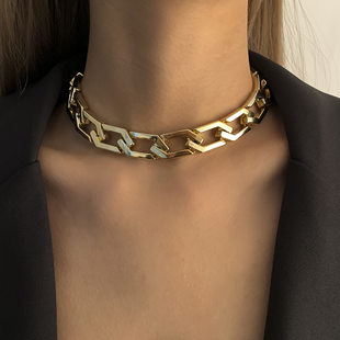 (Cross-border trading), trend fashionable geometric necklace hip-hop style, European style, punk style, simple and elegant design