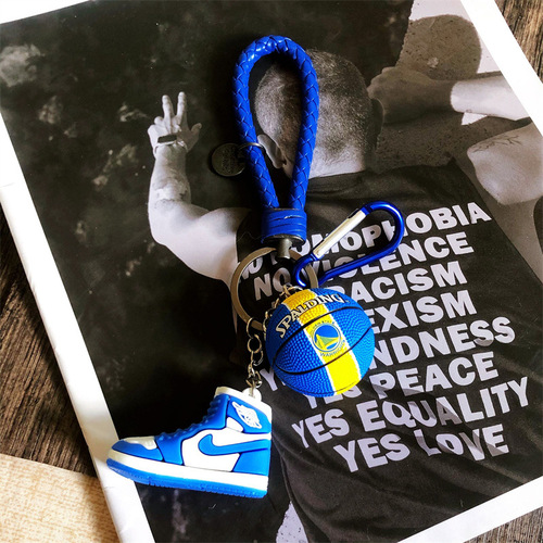 Personalized 3D Stereo Mini Sports Shoes Car Keychain Creative Star Athlete Basketball Key Ring Holder Bag Hook