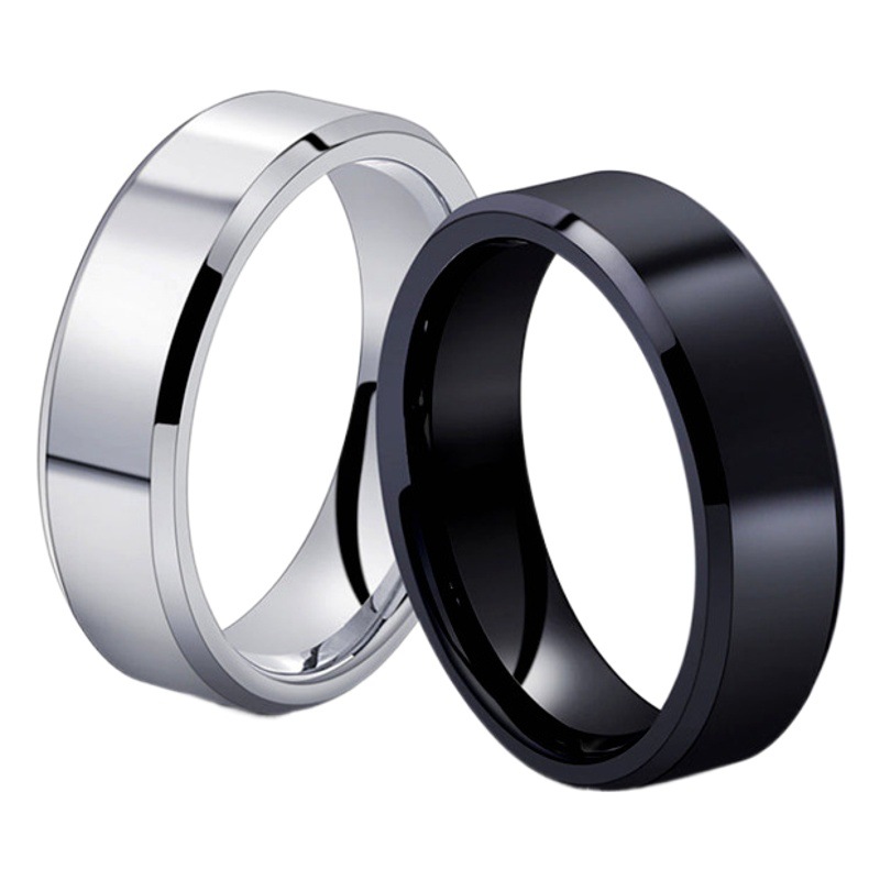 Estilo explosivo de comercio electrónico anillo de acero de titanio brillante de círculo simple femenino doble biselado brillante anillo de pareja joyería de moda al por mayor