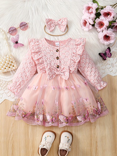 2 pieces Girls' New Autumn Lace Edge Jacquard Texture Small