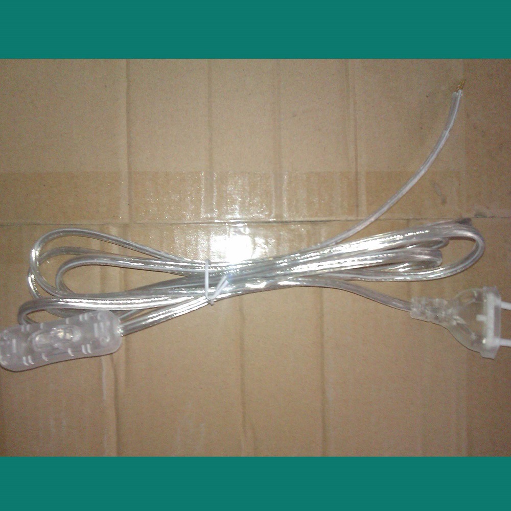 生产欧规两芯透明扁线带317脚踏开关圆插CCC VDE各款认证电源线材