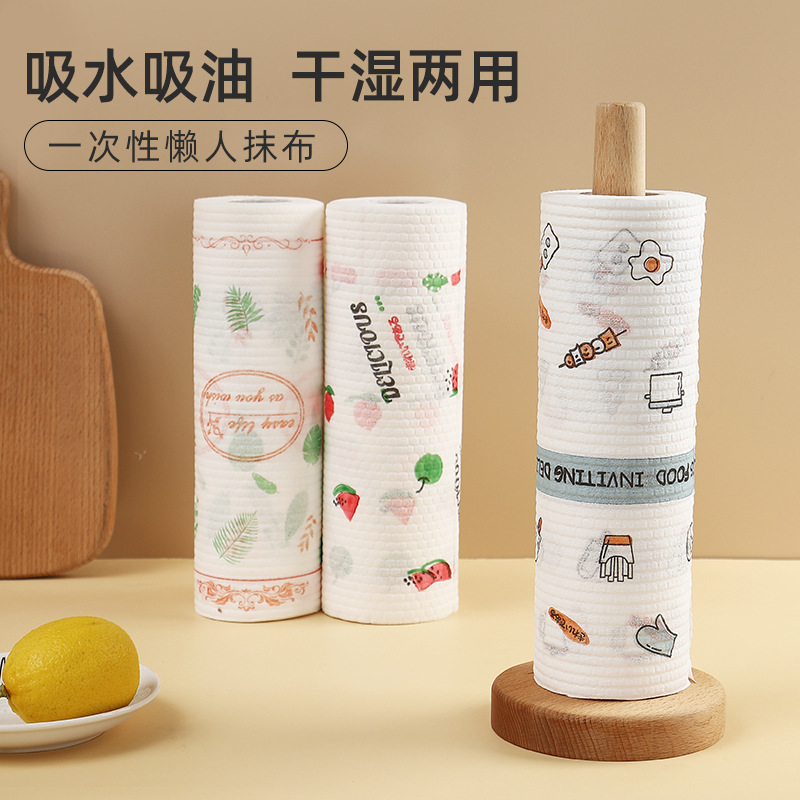 Trapos perezosos desechables de cocina engrosados y lavables, impresión, limpieza en seco y húmedo, estropajo no graso para lavar platos