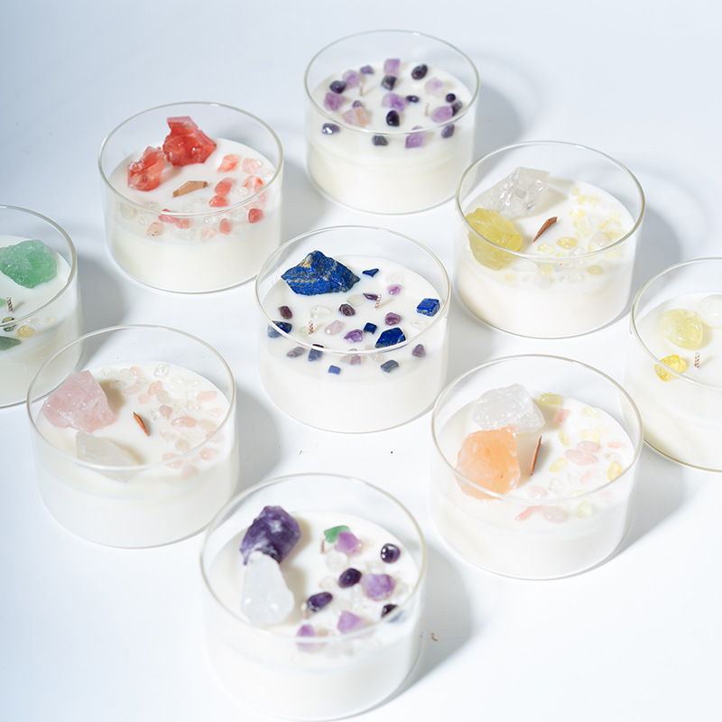 Cera de soja creativa regalo de mano cristal natural fragancia copa de vela de vidrio una variedad de estilos copa de vela transparente