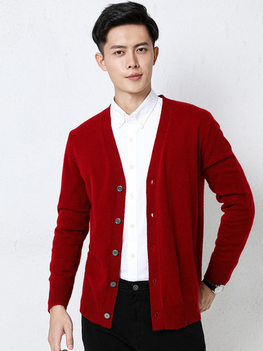 Casual Crewneck Sweater Men's Outerwear V-Neck Open Cardigan Coat Trendy Autumn/Winter Top Loose Men's Warm Knitted Shirt