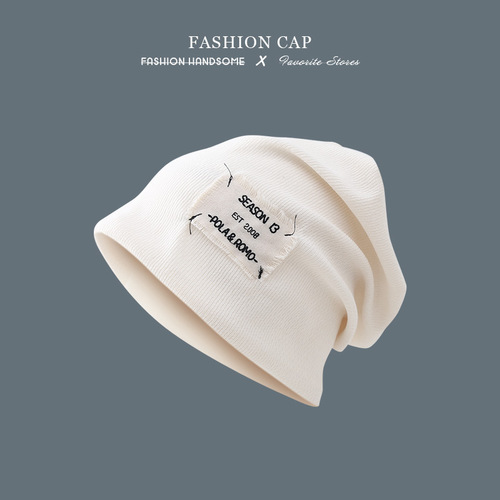 Stuffed Hat Spring and Autumn Embroidered Patches Hat Korean Style Knitted Wool Hat Thin Model Japanese Style Versatile Head Cover Cold Hat Wholesale