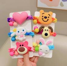 儿童彩色编织粗发圈可爱无敌狗公仔头绳小女孩马尾盘发不伤发发饰