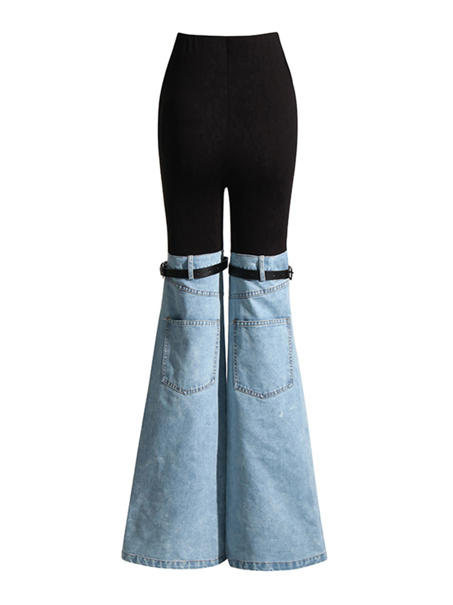 Pantalones casuales de mezclilla acampanados para mujer, estilo nicho con diseño de cintura elástica versátil, efecto adelgazante, nueva moda 2026 para primavera image 6