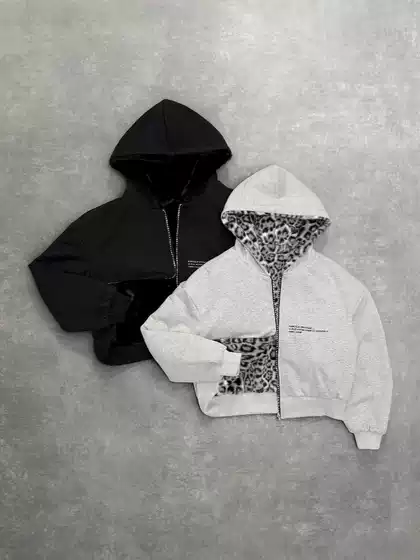 European and American Cross-Border Winter New Leopard Print Reversible Sweatshirt Street Hip-Hop Men's and Women's Velvet Thickened Hooded Sweatshirt