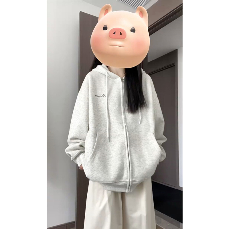 美式街头连帽开衫卫衣宽松休闲情侣拉链外套上衣