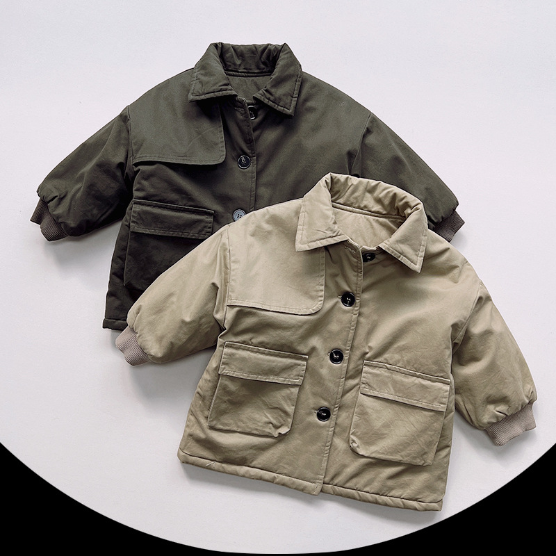 Gabardina acolchada de algodón para niños de estilo Harajuku 2024 Invierno nuevos hombres y mujeres de estilo coreano estilo japonés medio-largo grueso abrigo moda