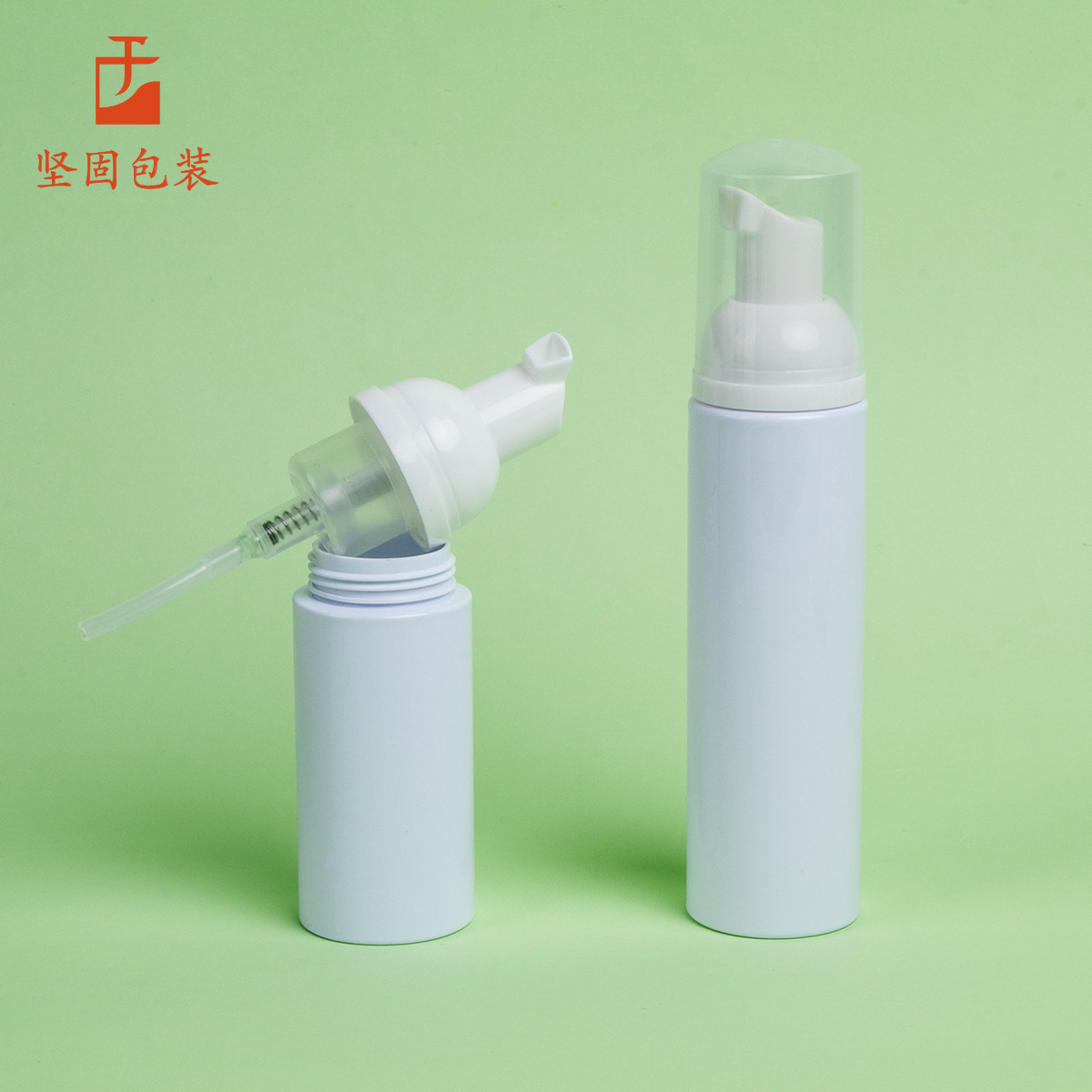 Botella espumosa de mousse de presión transfronteriza 100ml botella de plástico de mascota blanca 30 dientes botella de espuma de limpieza facial portátil