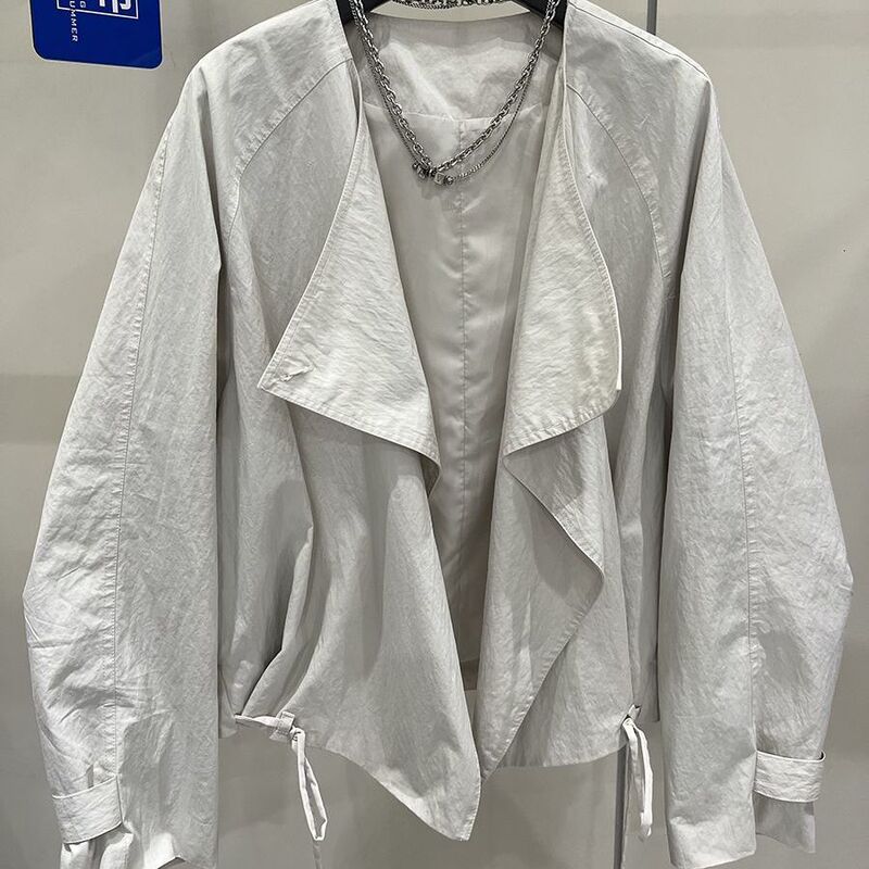 秋季新款宽松休闲风衣外套显瘦百搭女长袖设计感翻领夹克上衣|undefined