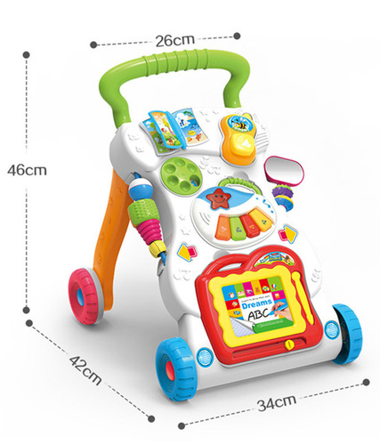 Baby walker stroller music walker adjustable speed anti-rollover baby learning walking stroller toy