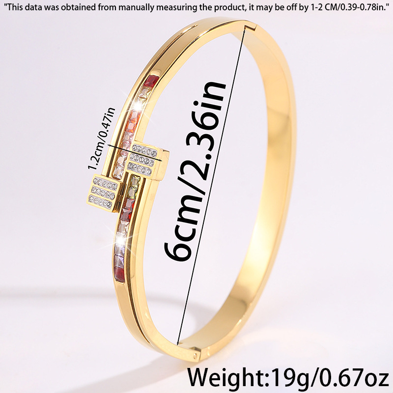 22g Weight 0.03µm-0.05µm Gold Plating Thickness Vintage Style Classic Style Geometric Titanium Steel Bangle In Bulk