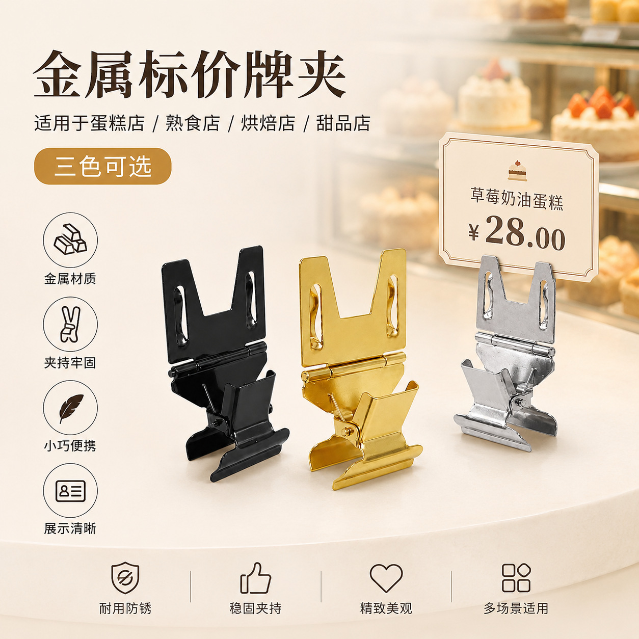 金属广告夹子面包店蛋糕熟食甜品展示小夹子标价牌价目夹子广告牌