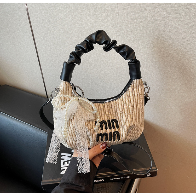 2025 Pleated handbag for Women's summer, a new niche design, trendy and fashionable, versatile woven single-shoulder crossbody bag undefined